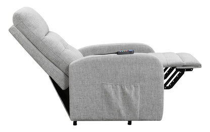 Howie Tufted Upholstered Power Lift Recliner Gray - 609402P - Bien Home Furniture &amp; Electronics