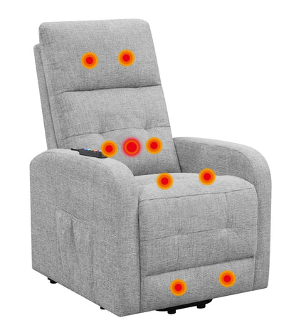 Howie Tufted Upholstered Power Lift Recliner Gray - 609402P - Bien Home Furniture &amp; Electronics