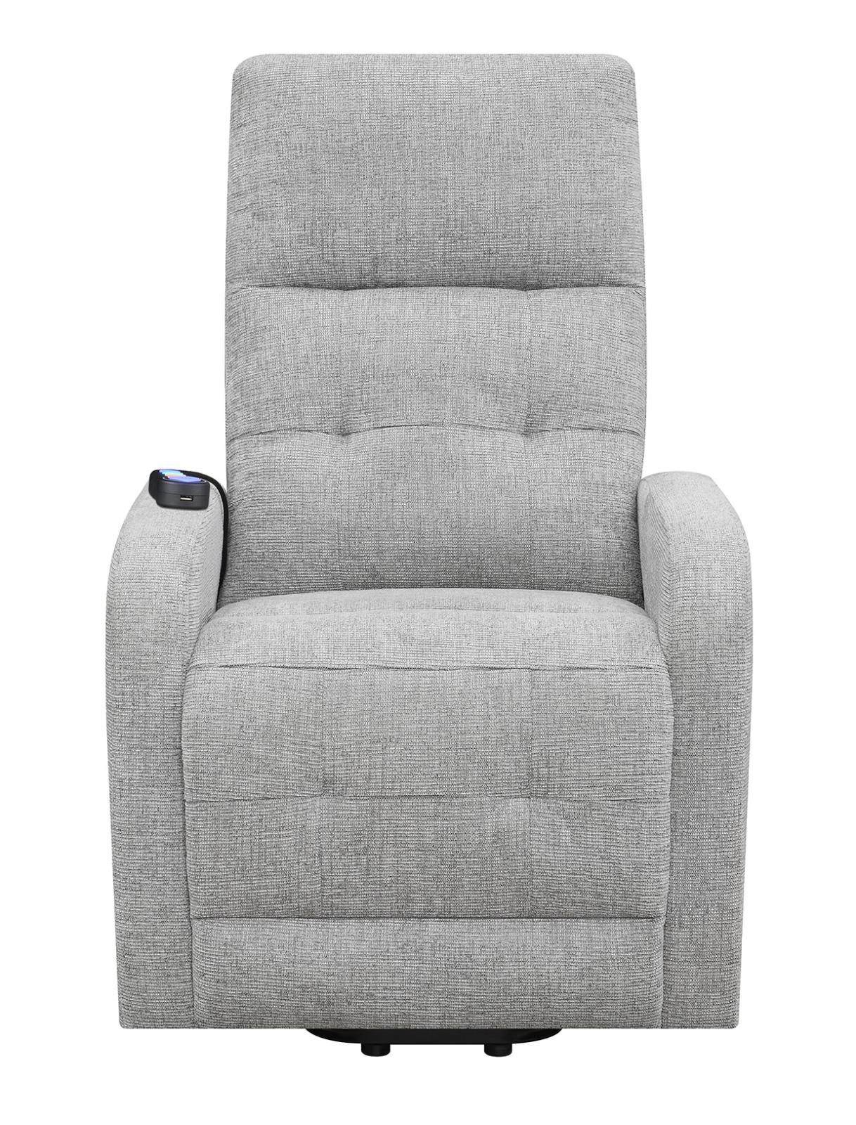 Howie Tufted Upholstered Power Lift Recliner Gray - 609402P - Bien Home Furniture &amp; Electronics