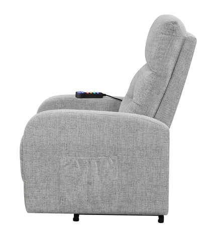 Howie Tufted Upholstered Power Lift Recliner Gray - 609402P - Bien Home Furniture &amp; Electronics