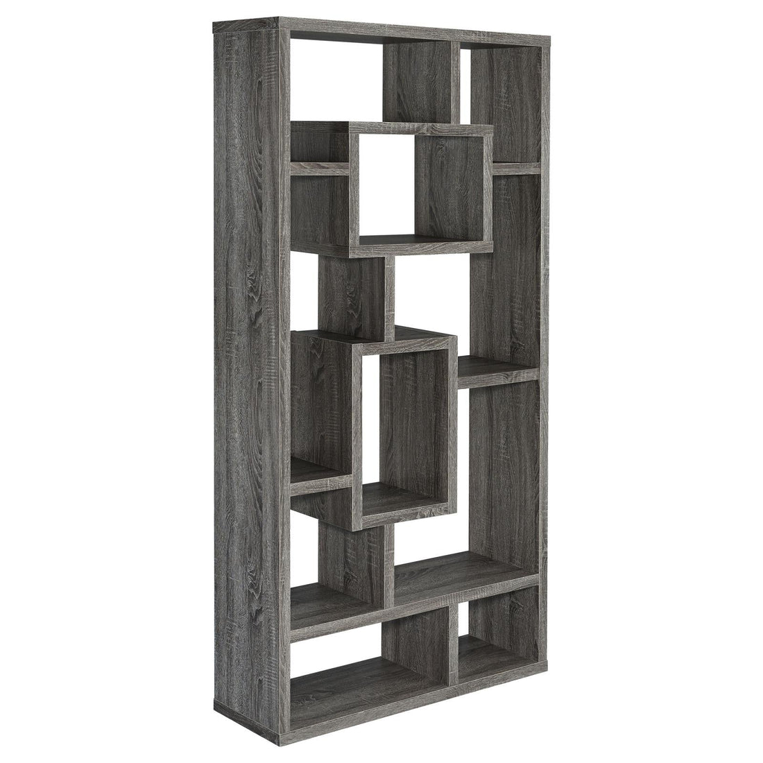 Howie Weathered Gray 10-Shelf Bookcase - 800512 - Bien Home Furniture &amp; Electronics