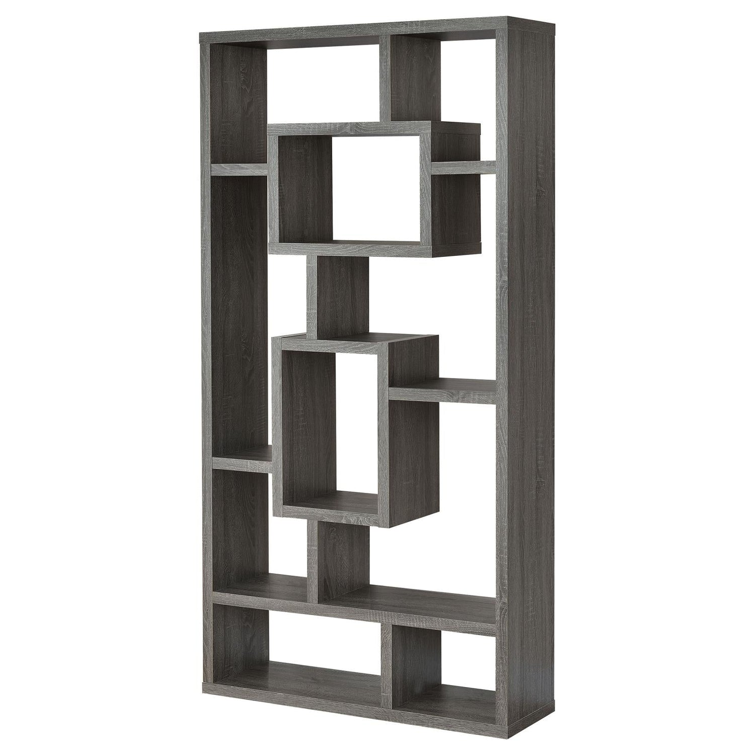 Howie Weathered Gray 10-Shelf Bookcase - 800512 - Bien Home Furniture &amp; Electronics