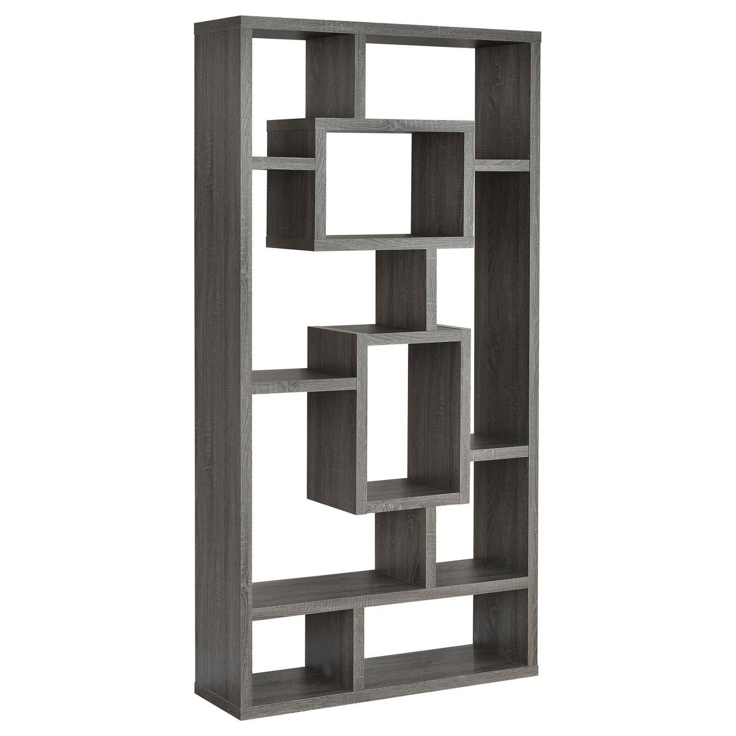 Howie Weathered Gray 10-Shelf Bookcase - 800512 - Bien Home Furniture &amp; Electronics