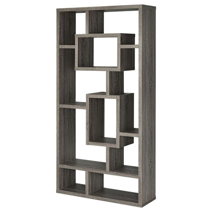 Howie Weathered Gray 10-Shelf Bookcase - 800512 - Bien Home Furniture &amp; Electronics