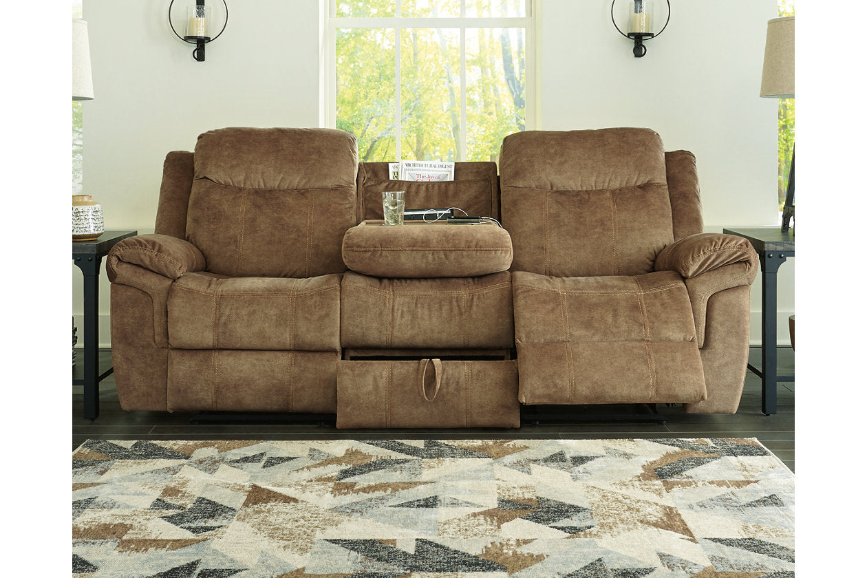 Huddle-Up Nutmeg Reclining Sofa with Drop Down Table - 8230489 - Bien Home Furniture &amp; Electronics