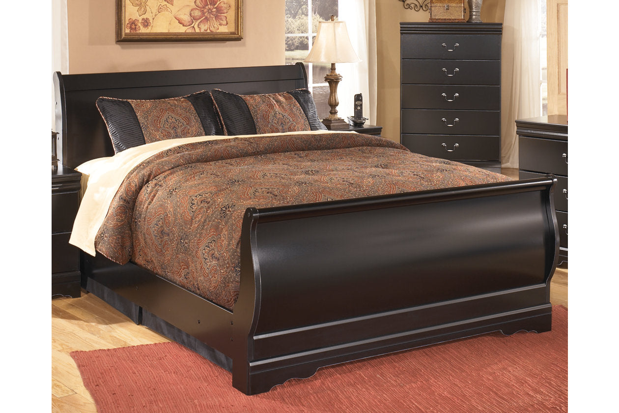 Huey Vineyard Black Full Sleigh Bed - SET | B128-84 | B128-87 | B128-88 - Bien Home Furniture &amp; Electronics