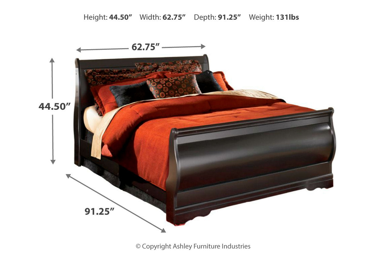 Huey Vineyard Black Queen Sleigh Bed - SET | B128-74 | B128-77 | B128-98 - Bien Home Furniture &amp; Electronics