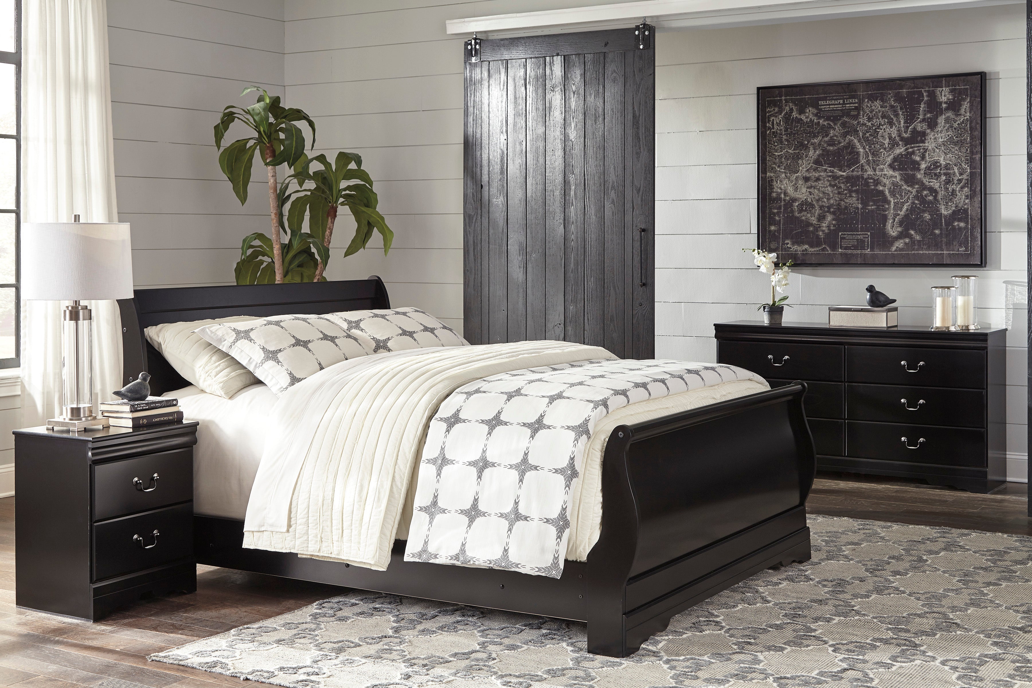 Huey Vineyard Black Sleigh Youth Bedroom Set - SET | B128-62 | B128-63 | B128-82 | B128-92 | B128-46 - Bien Home Furniture &amp; Electronics