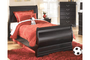 Huey Vineyard Black Twin Sleigh Bed - SET | B128-62 | B128-63 | B128-82 - Bien Home Furniture & Electronics
