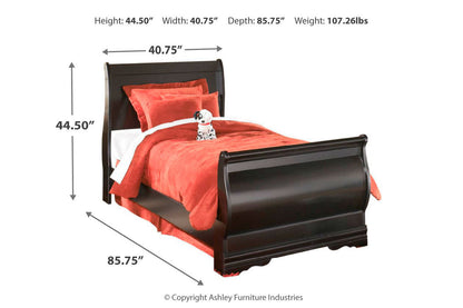 Huey Vineyard Black Twin Sleigh Bed - SET | B128-62 | B128-63 | B128-82 - Bien Home Furniture &amp; Electronics