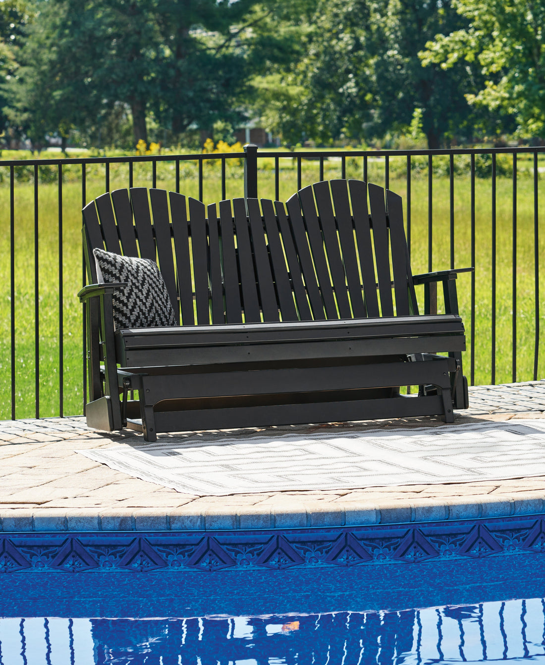 Hyland wave Black Outdoor Glider Loveseat - P108-835 - Bien Home Furniture & Electronics