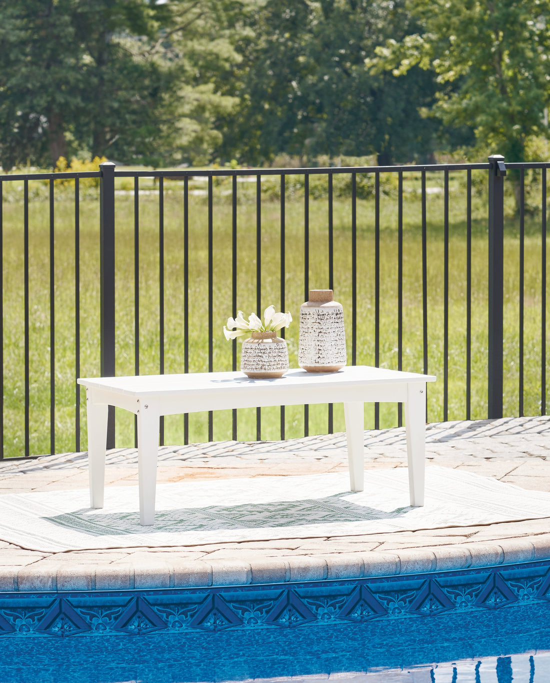 Hyland wave White Outdoor Coffee Table - P111-701 - Bien Home Furniture & Electronics