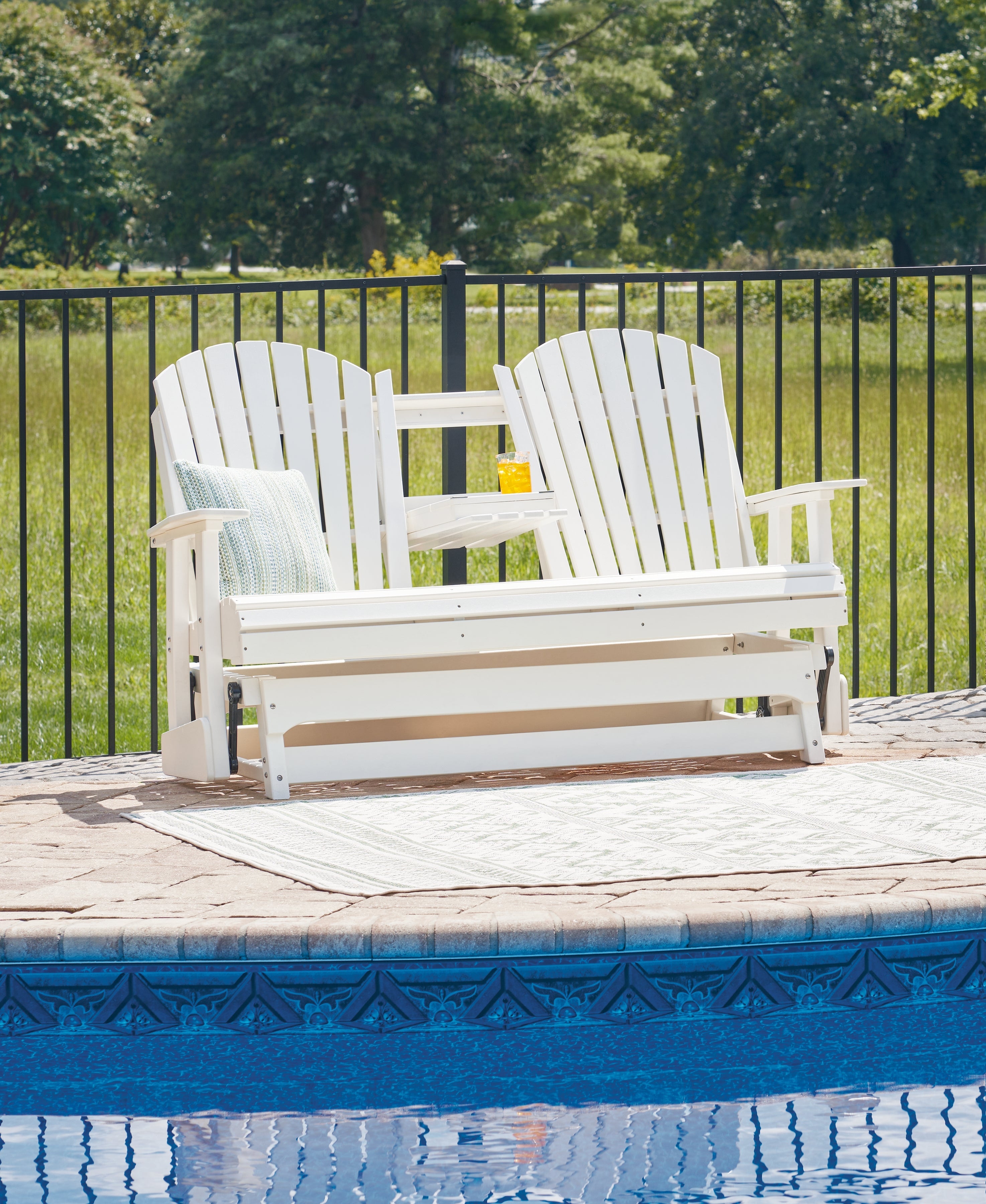 Hyland wave White Outdoor Glider Loveseat - P111-835 - Bien Home Furniture &amp; Electronics