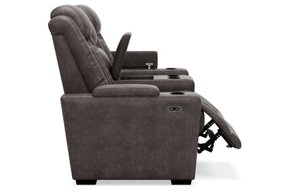 HyllMont Gray Power Reclining Loveseat with Console - 9300318 - Bien Home Furniture &amp; Electronics