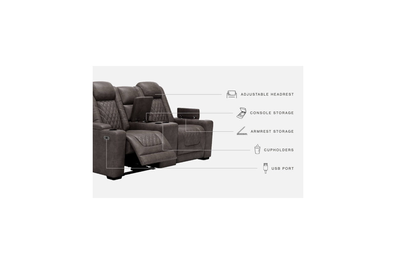HyllMont Gray Power Reclining Loveseat with Console - 9300318 - Bien Home Furniture &amp; Electronics