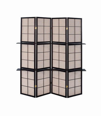 Iggy 4-Panel Folding Screen with Removable Shelves Tan/Cappuccino - 900166 - Bien Home Furniture &amp; Electronics