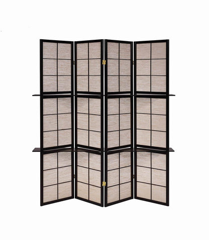 Iggy 4-Panel Folding Screen with Removable Shelves Tan/Cappuccino - 900166 - Bien Home Furniture &amp; Electronics