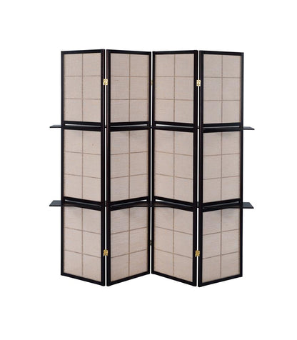 Iggy 4-Panel Folding Screen with Removable Shelves Tan/Cappuccino - 900166 - Bien Home Furniture &amp; Electronics