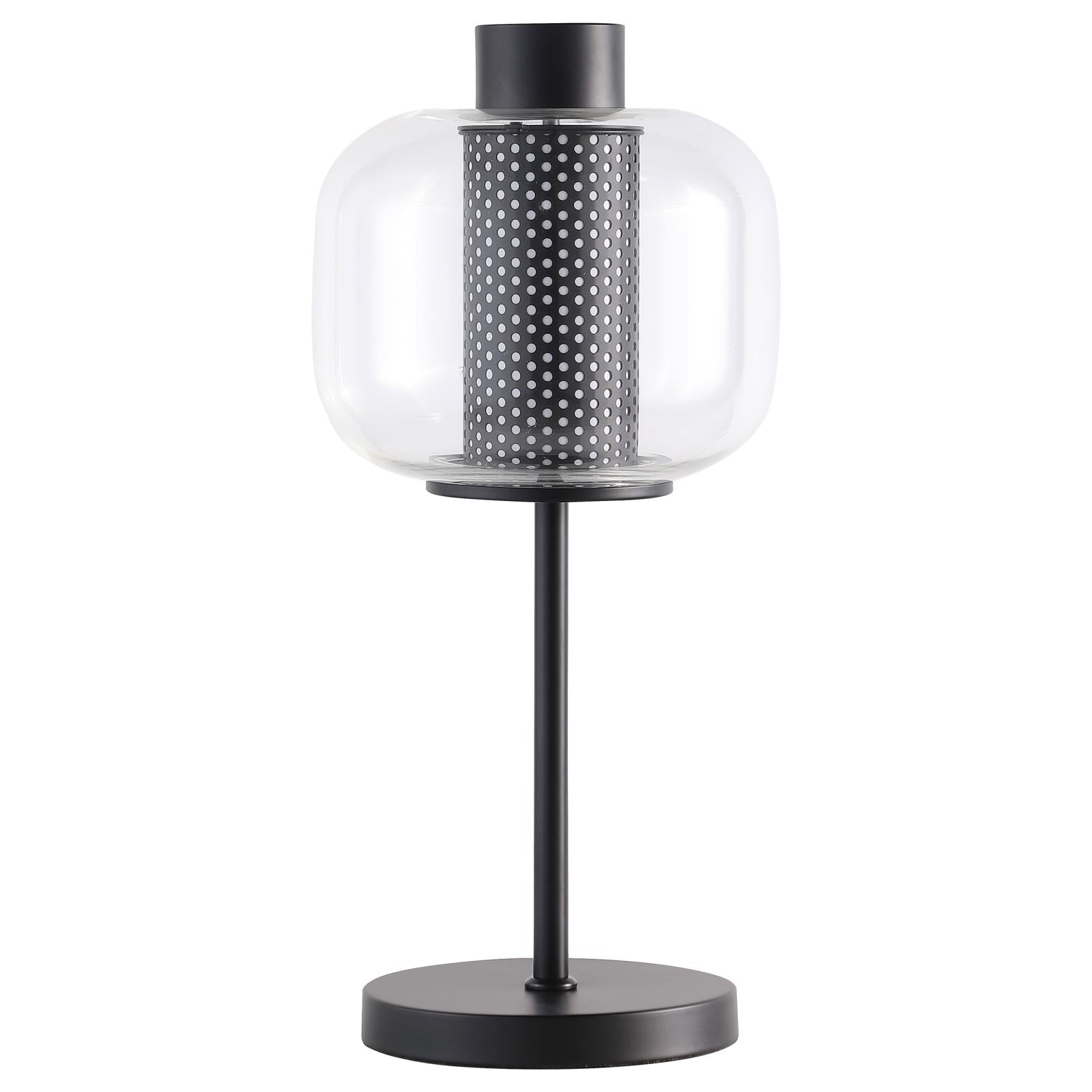 Ingrid Glass Shade Bedside Table Lamp Black - 920211 - Bien Home Furniture &amp; Electronics