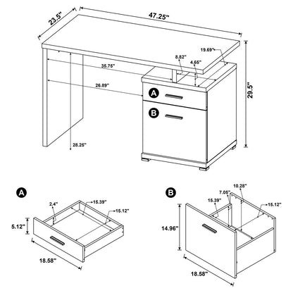 Irving Cappuccino 2-Drawer Office Desk with Cabinet - 800109 - Bien Home Furniture &amp; Electronics