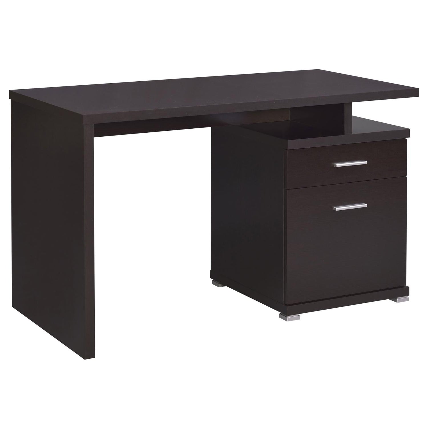 Irving Cappuccino 2-Drawer Office Desk with Cabinet - 800109 - Bien Home Furniture &amp; Electronics