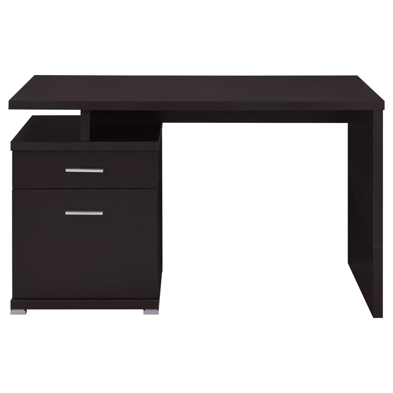 Irving Cappuccino 2-Drawer Office Desk with Cabinet - 800109 - Bien Home Furniture &amp; Electronics