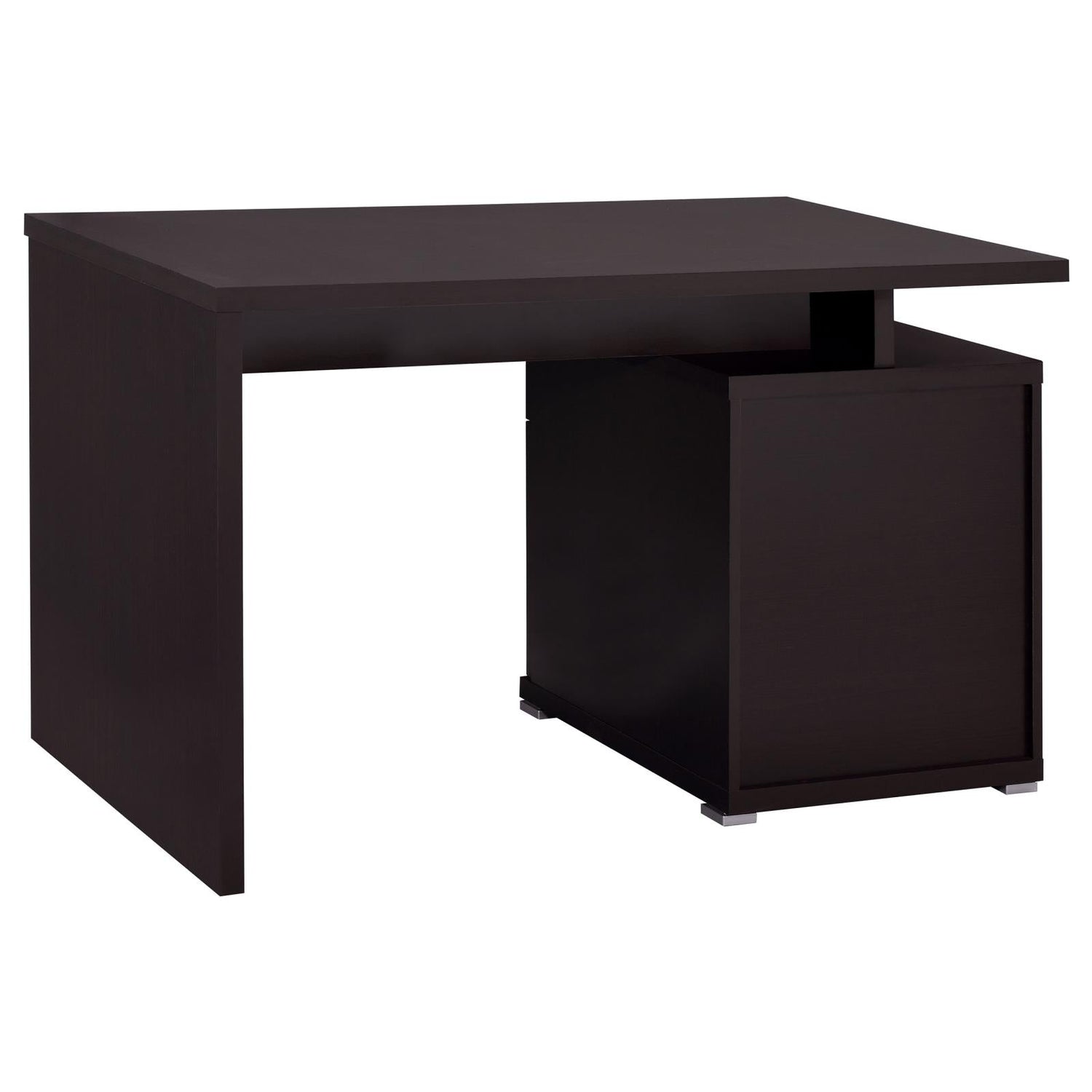 Irving Cappuccino 2-Drawer Office Desk with Cabinet - 800109 - Bien Home Furniture &amp; Electronics