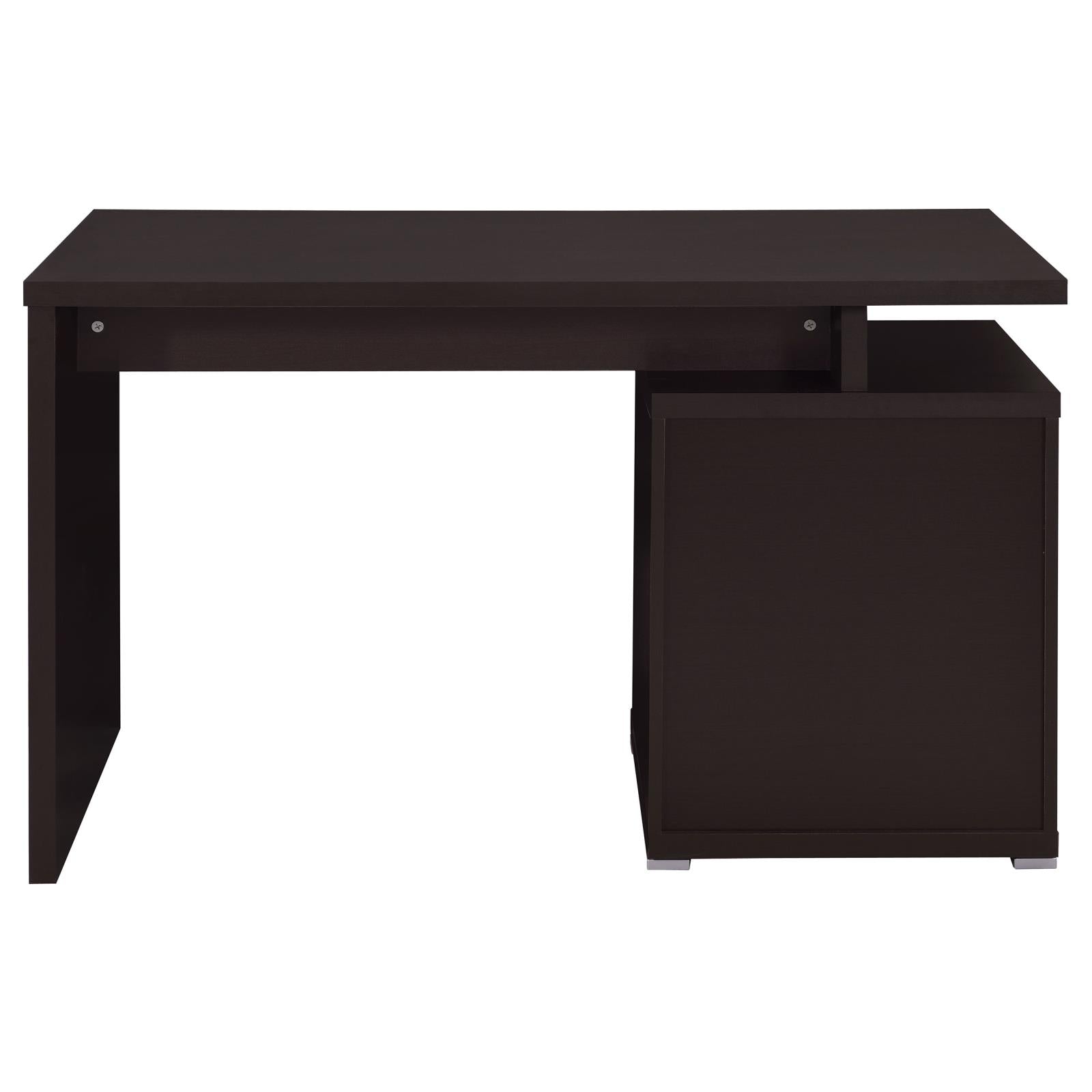 Irving Cappuccino 2-Drawer Office Desk with Cabinet - 800109 - Bien Home Furniture &amp; Electronics