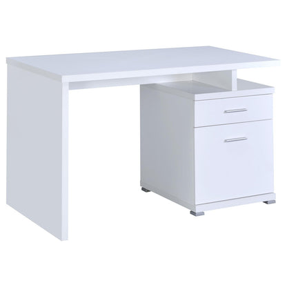 Irving White 2-Drawer Office Desk with Cabinet - 800110 - Bien Home Furniture &amp; Electronics