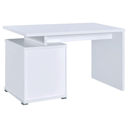 Irving White 2-Drawer Office Desk with Cabinet - 800110 - Bien Home Furniture &amp; Electronics