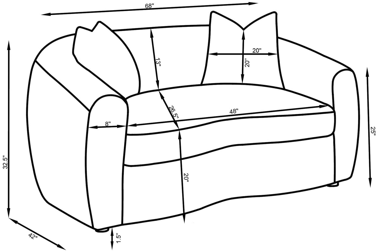 Isabella Upholstered Tight Back Loveseat White - 509872 - Bien Home Furniture &amp; Electronics