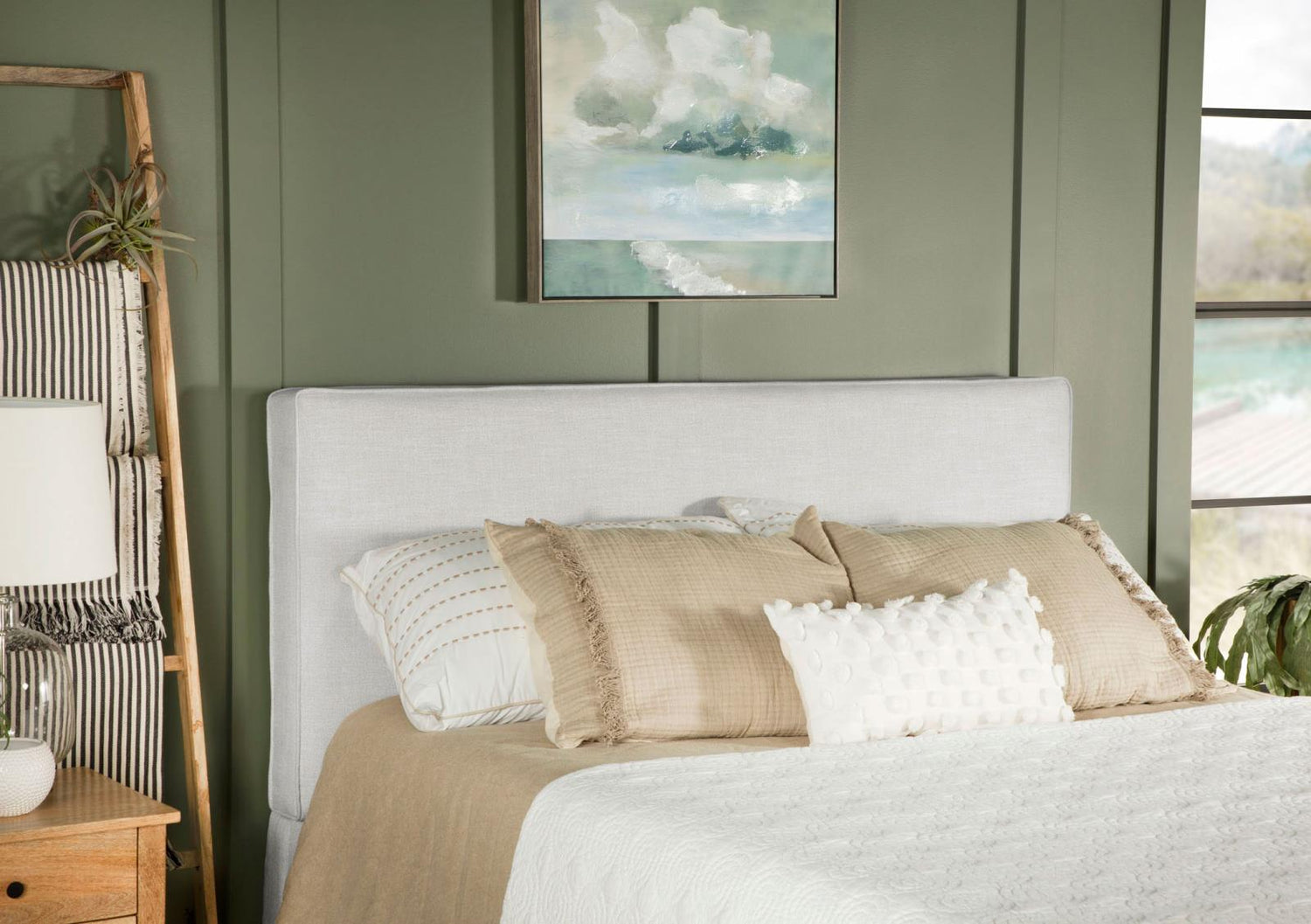 Izzy Rectangular Upholstered Headboard Sand - 315993K - Bien Home Furniture &amp; Electronics