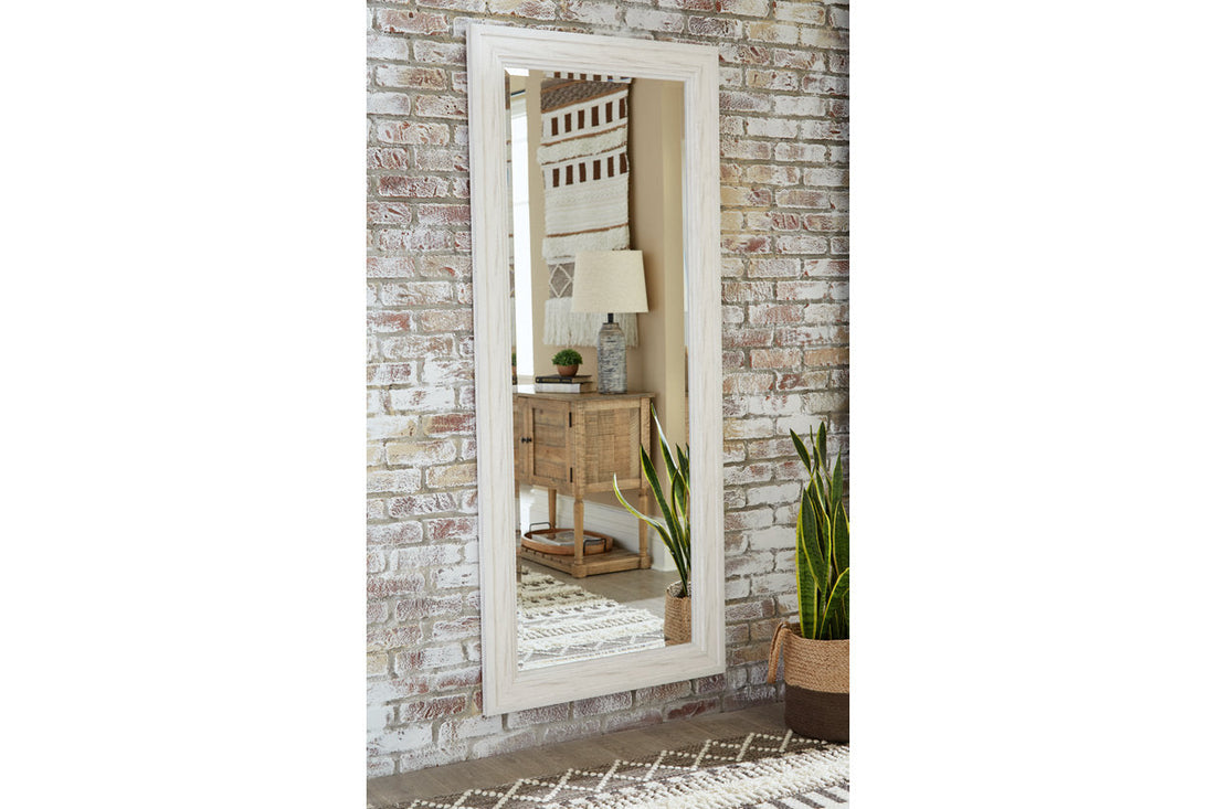 Jacee Antique White Floor Mirror - A8010217 - Bien Home Furniture &amp; Electronics