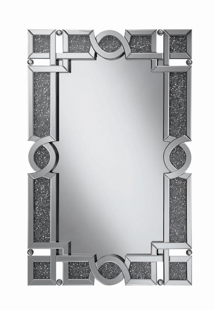 Jackie Silver Interlocking Wall Mirror with Iridescent Panels/Beads - 961444 - Bien Home Furniture &amp; Electronics