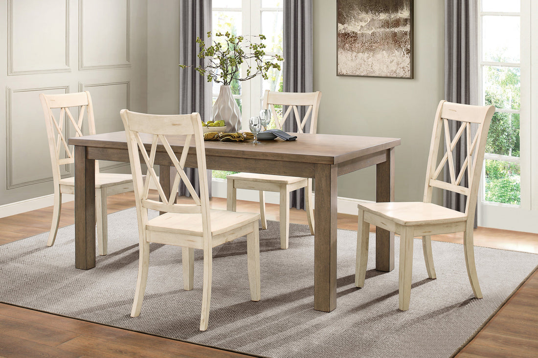 Janina Natural/White Dining Set - SET | 5516-66 | 5516WTS(2) - Bien Home Furniture &amp; Electronics