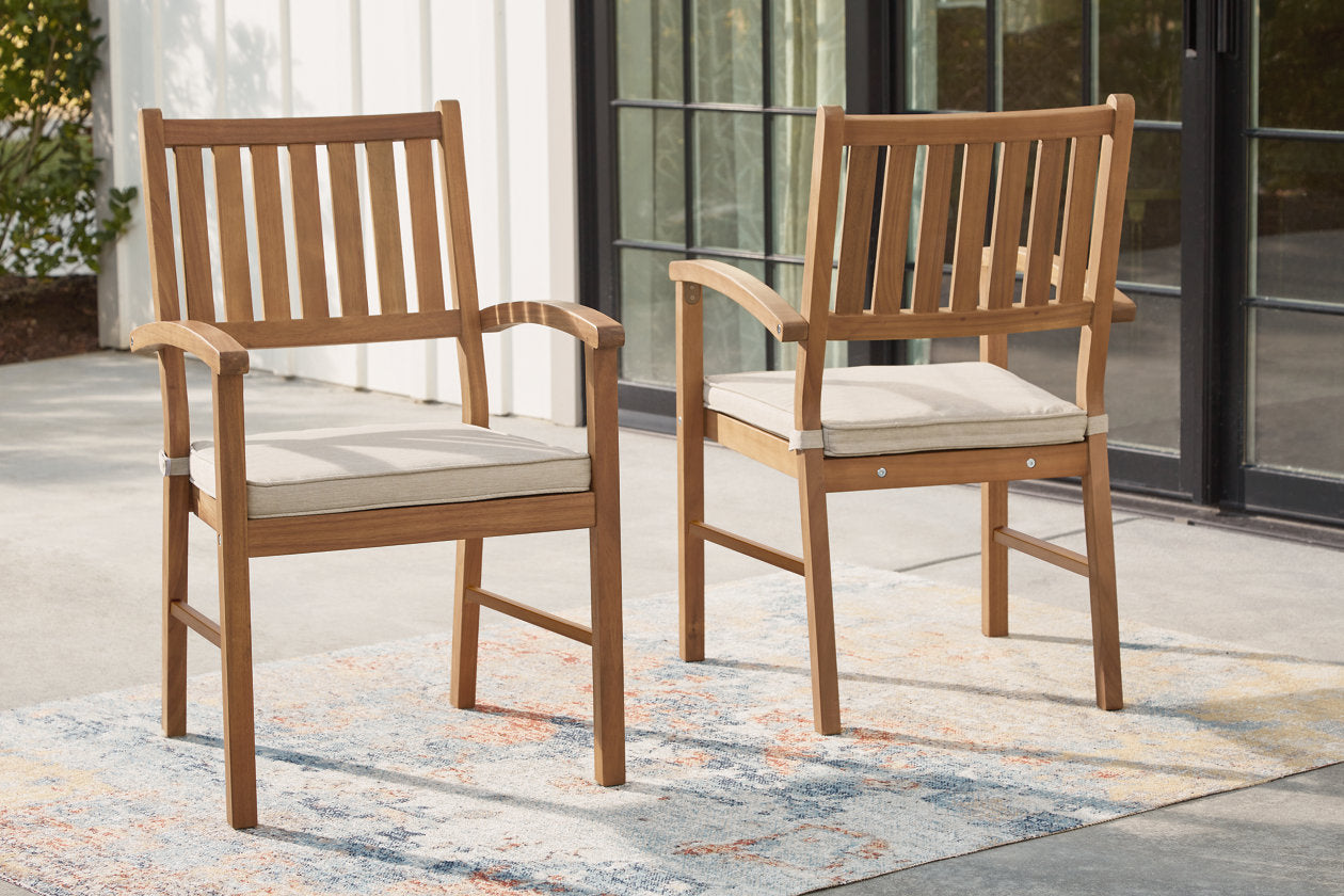 Janiyah Light Brown Outdoor Dining Arm Chair, Set of 2 - P407-601A - Bien Home Furniture &amp; Electronics