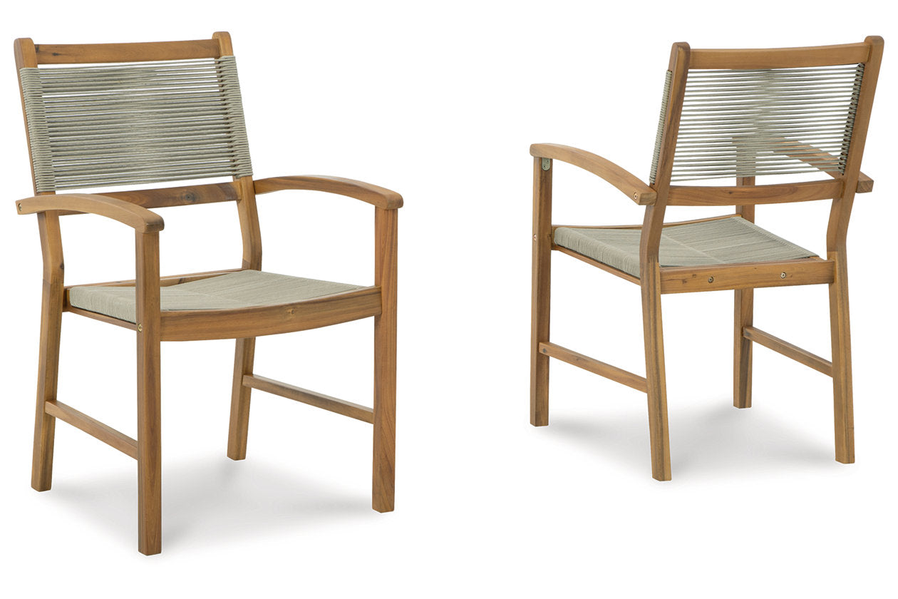 Janiyah Light Brown Outdoor Dining Arm Chair, Set of 2 - P407-602A - Bien Home Furniture &amp; Electronics