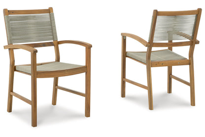 Janiyah Light Brown Outdoor Dining Arm Chair, Set of 2 - P407-602A - Bien Home Furniture &amp; Electronics