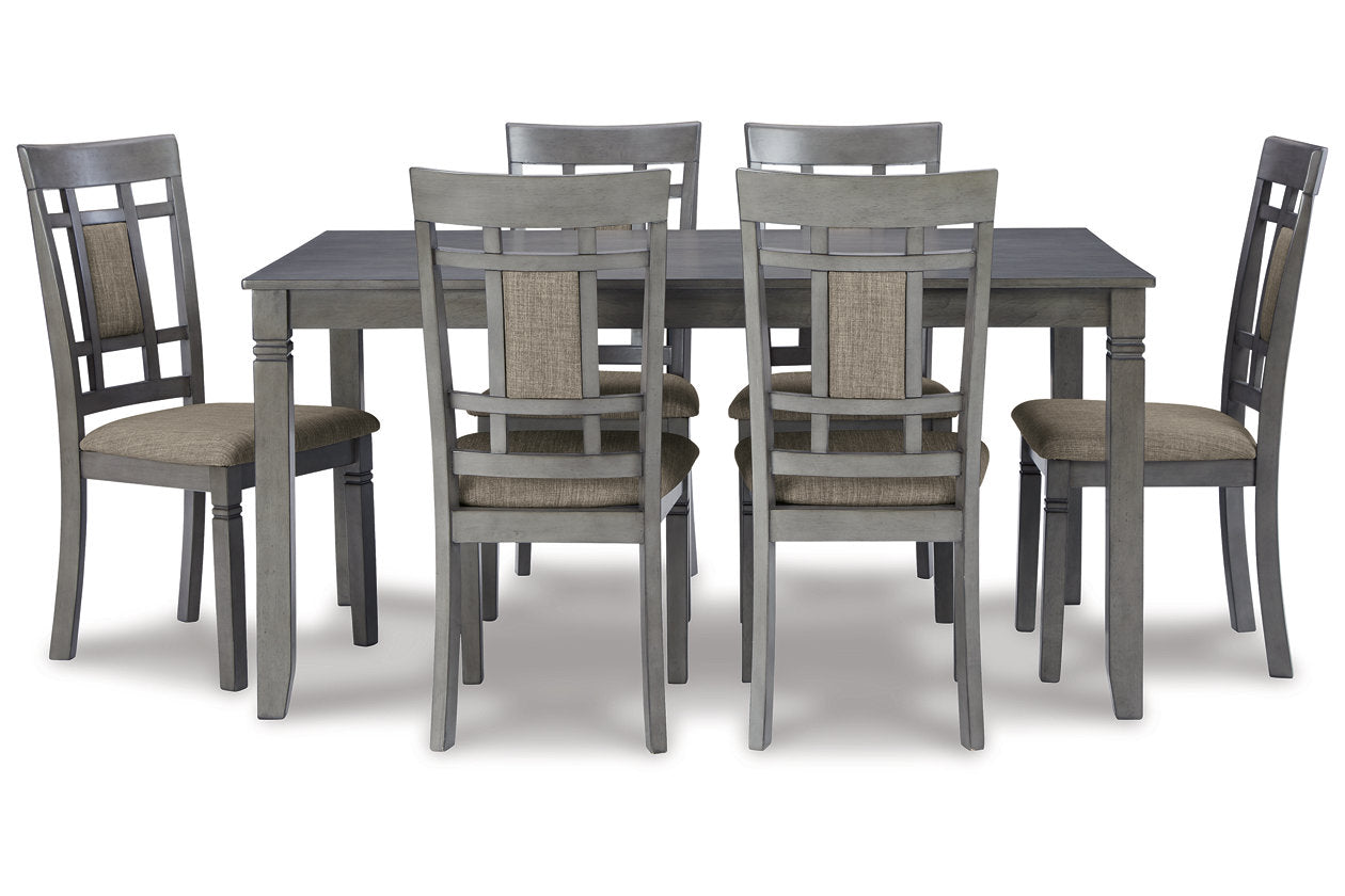 Jayemyer Charcoal Gray Dining Table and Chairs Set of 7 Bien