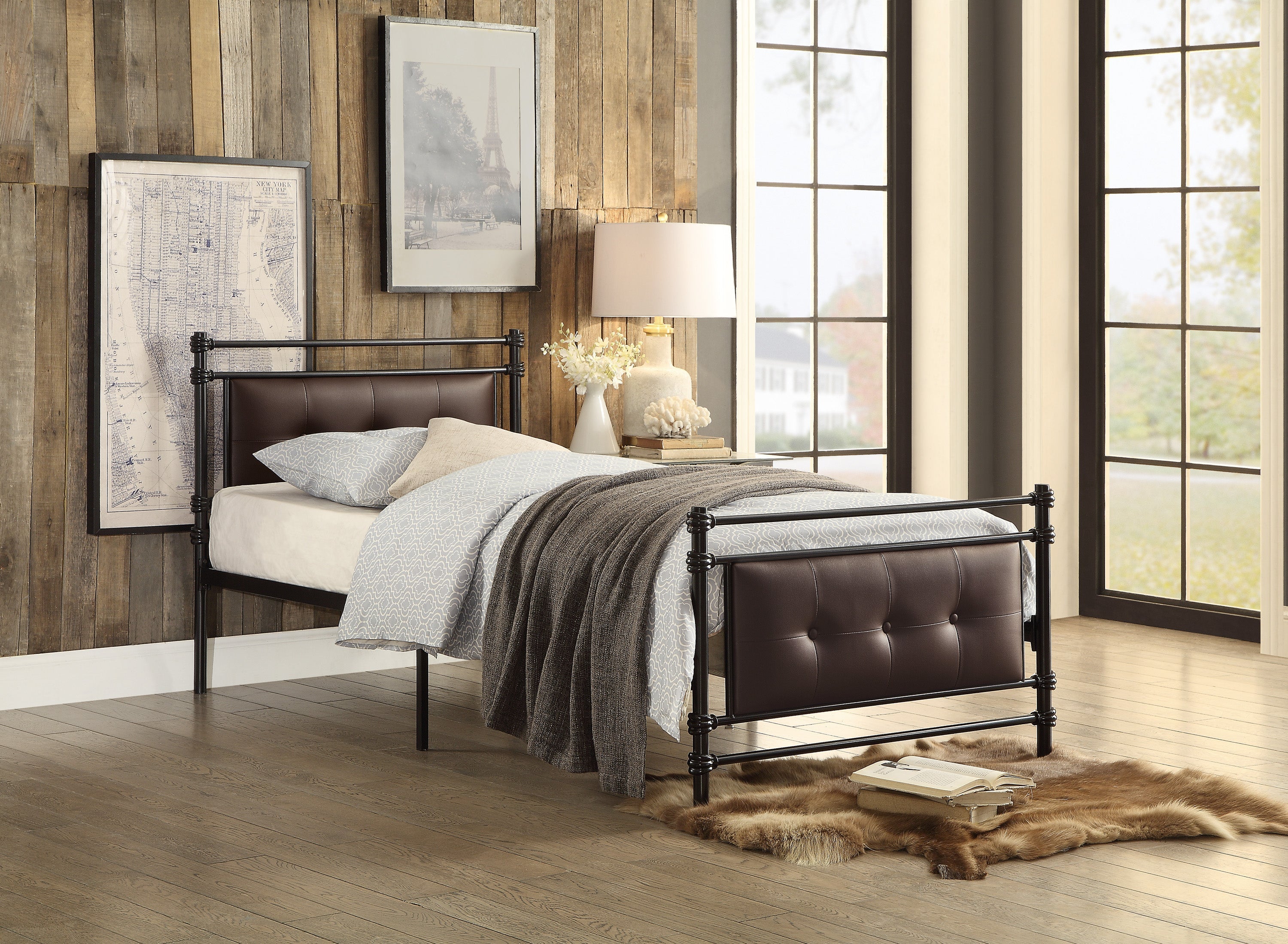 Jayla Brown Full Metal Platform Bed - 2050F-1 - Bien Home Furniture &amp; Electronics