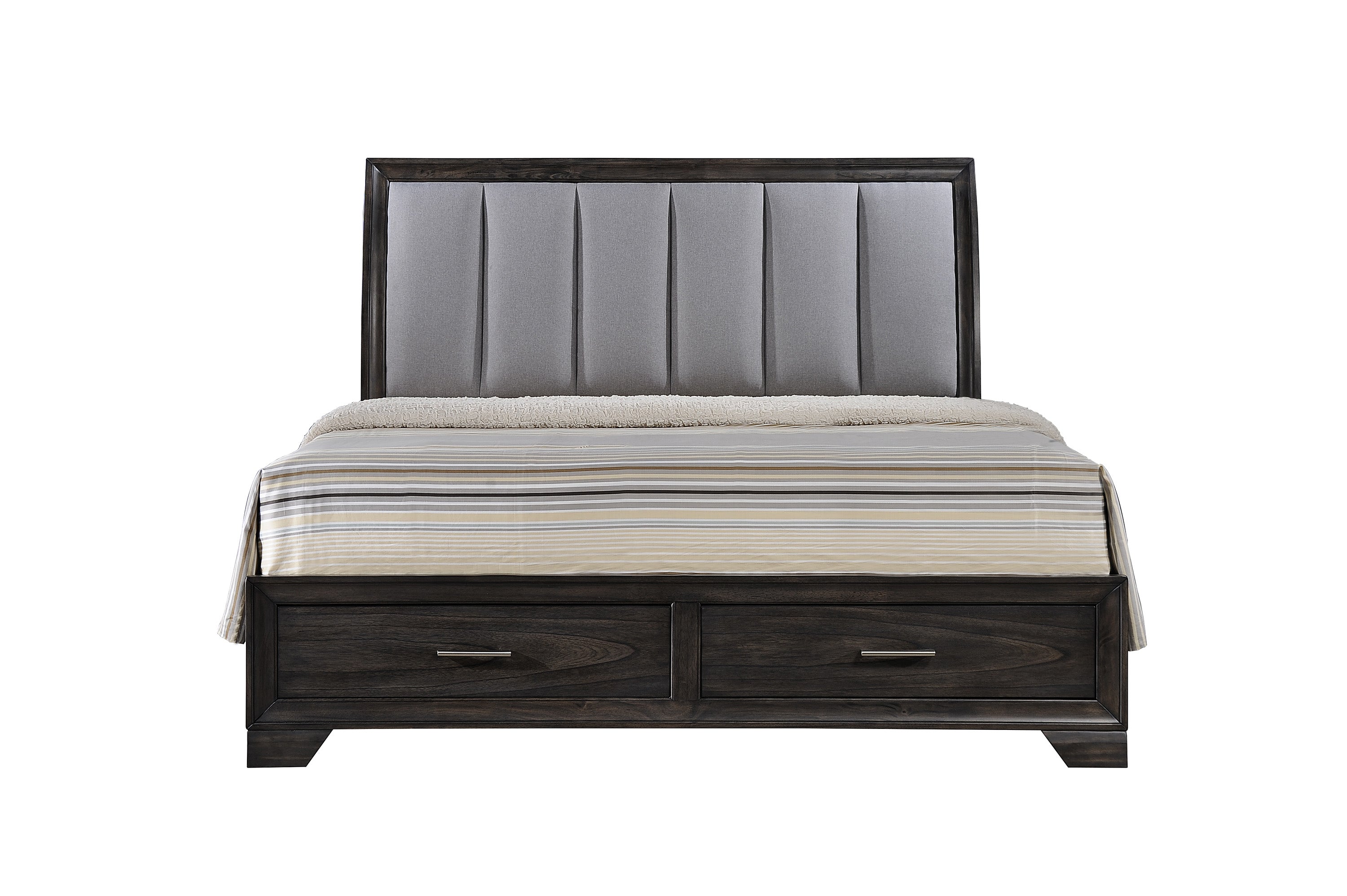 Jaymes Gray King Storage Platform Bed - SET | B6580-K-HB | B6580-K-FBD | B6580-KQ-RAIL - Bien Home Furniture &amp; Electronics