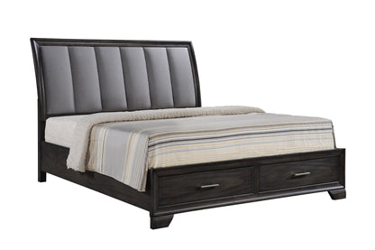 Jaymes Gray Queen Storage Platform Bed - SET | B6580-Q-HB | B6580-Q-FBD | B6580-KQ-RAIL - Bien Home Furniture &amp; Electronics