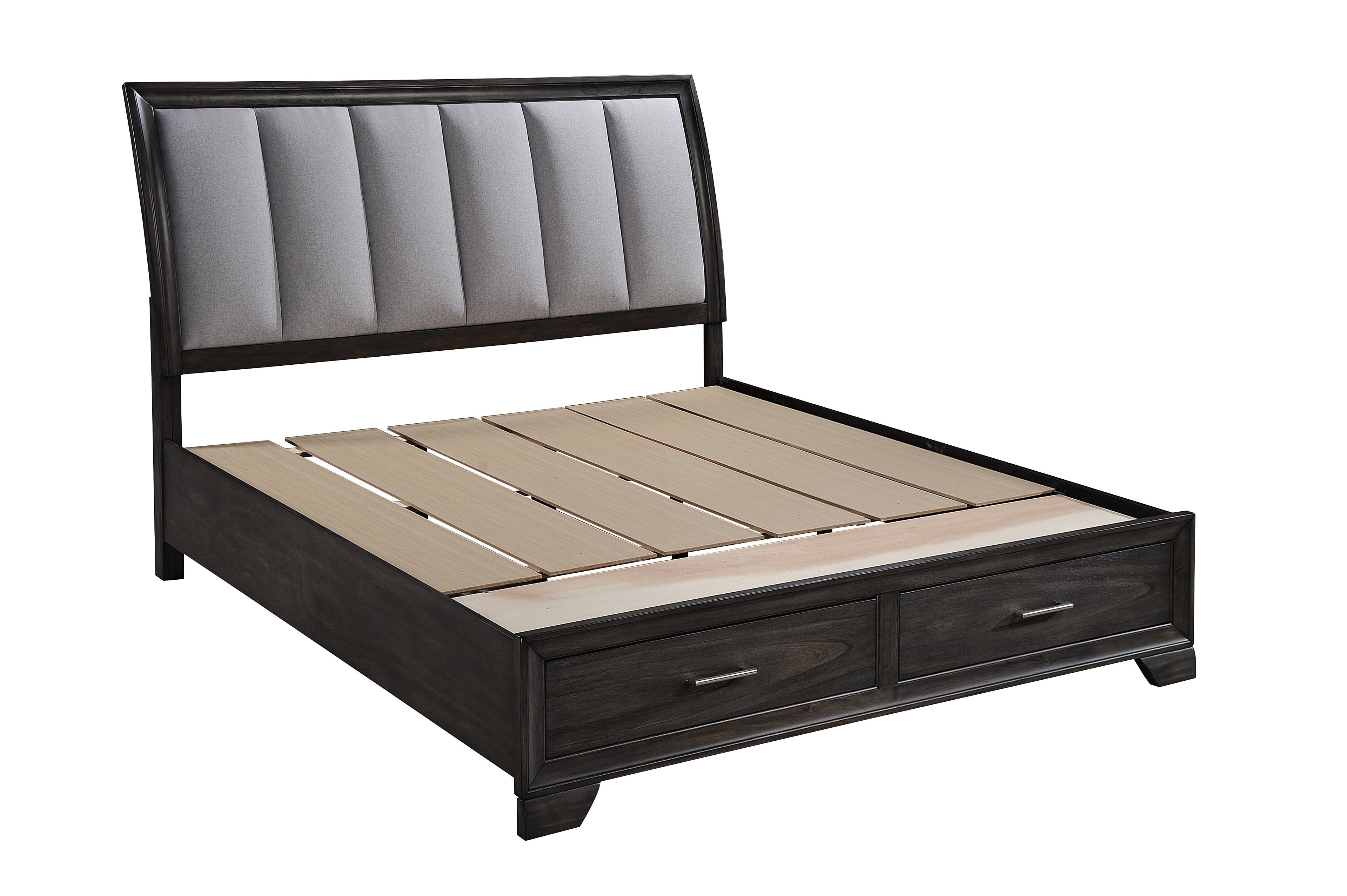 Jaymes Gray Storage Platform Bedroom Set - SET | B6580-K-HB | B6580-K-FBD | B6580-KQ-RAIL | B6580-1 | B6580-11 | B6580-2 - Bien Home Furniture &amp; Electronics