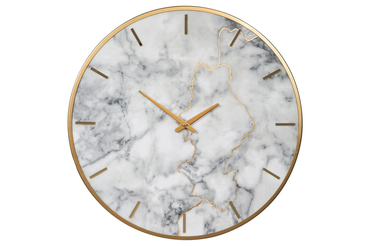 Jazmin Gray/Gold Finish Wall Clock - A8010130 - Bien Home Furniture &amp; Electronics