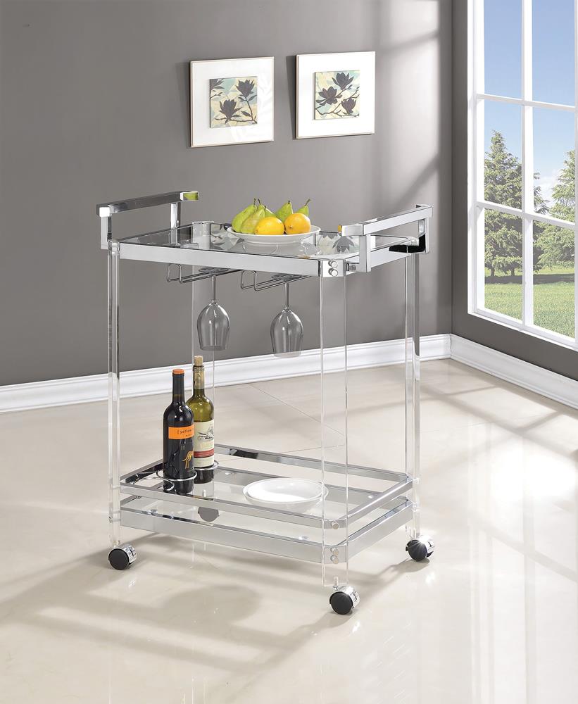 Jefferson Clear 2-Tier Glass Serving Cart - 902589 - Bien Home Furniture &amp; Electronics