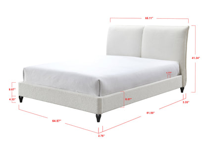 Jenn White Boucle King Upholstered Platform Bed - SET | 5106-K-HBFB | 5106-K-DECK | 5106-KQ-RAIL - Bien Home Furniture &amp; Electronics
