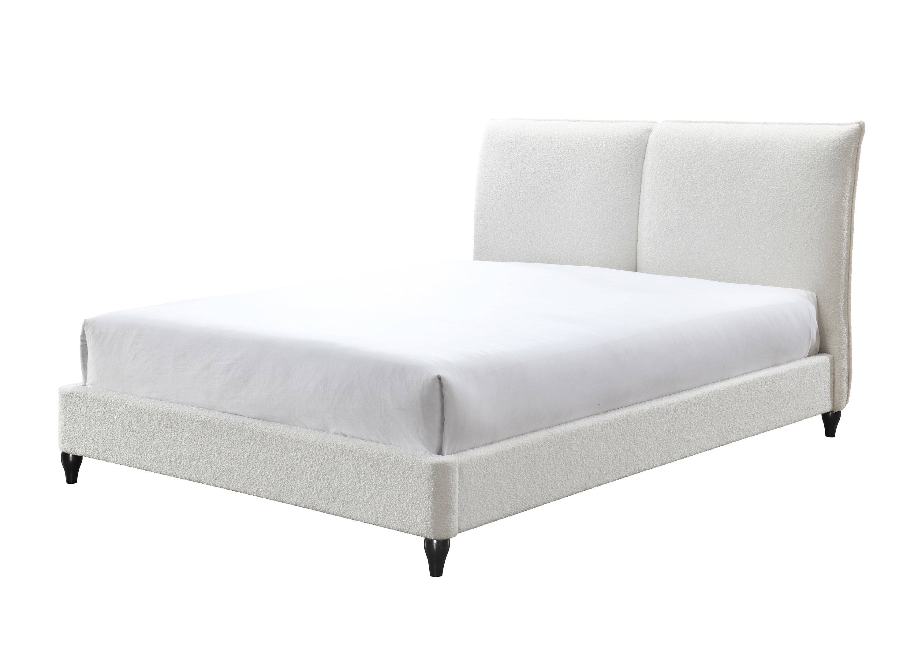 Jenn White Boucle Queen Upholstered Platform Bed - SET | 5106-Q-HBFB | 5106-Q-DECK | 5106-KQ-RAIL - Bien Home Furniture &amp; Electronics