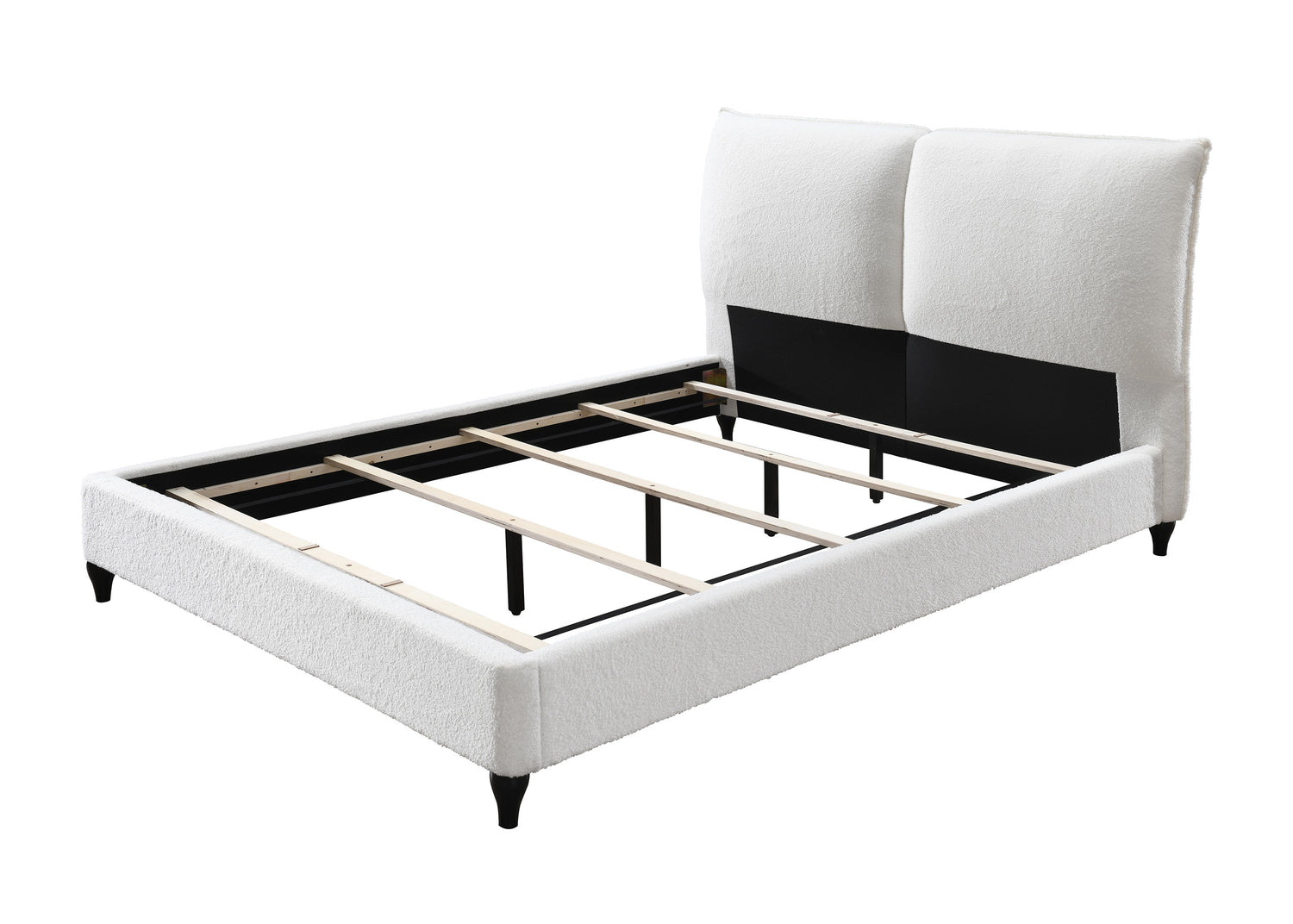 Jenn White Boucle Queen Upholstered Platform Bed - SET | 5106-Q-HBFB | 5106-Q-DECK | 5106-KQ-RAIL - Bien Home Furniture &amp; Electronics