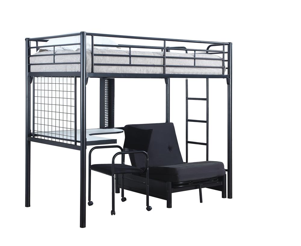 Jenner Twin Futon Workstation Loft Bed Black - 2209 - Bien Home Furniture &amp; Electronics