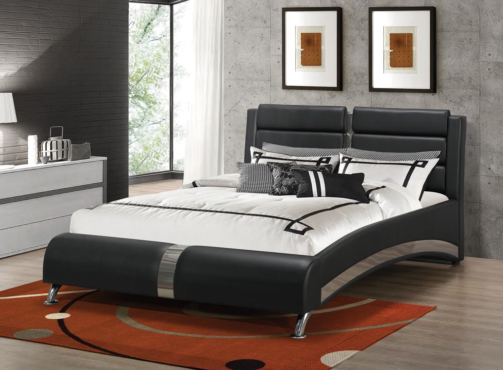 Jeremaine Eastern King Upholstered Bed Black - 300350KE - Bien Home Furniture &amp; Electronics